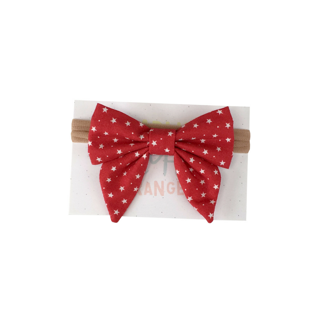 Hairbow in red with white stars 