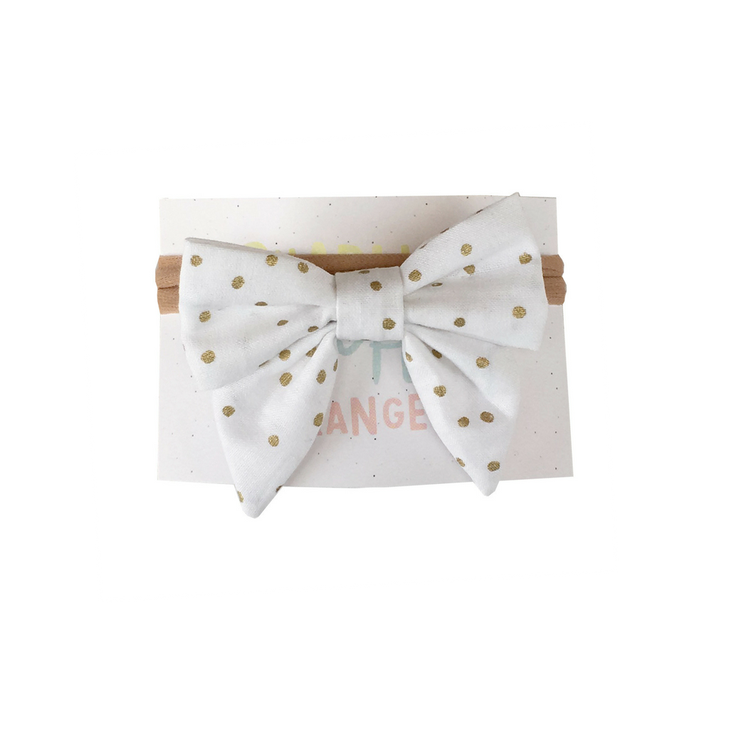White hairbow with tiny golden dots